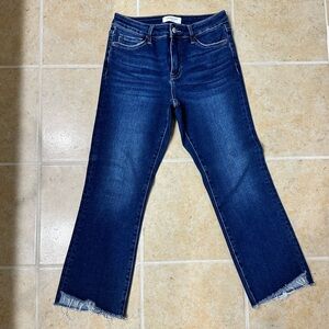 Women's Lovervet sz 28/7 dark wash raw hem straight leg jeans